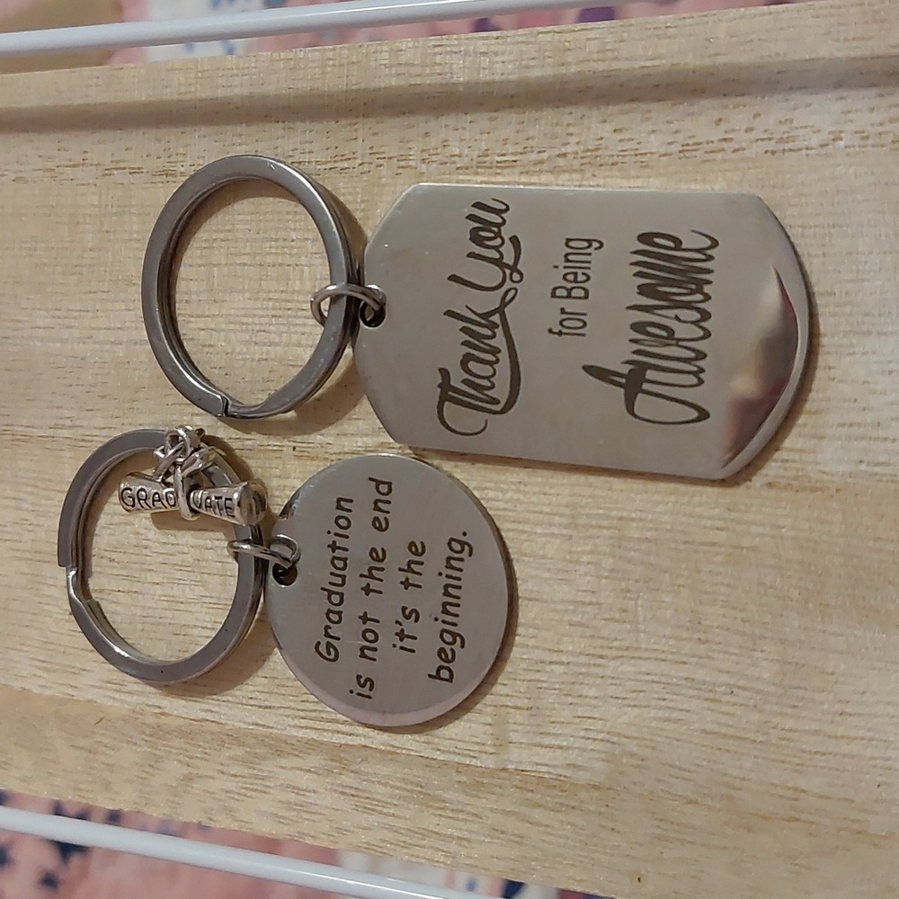 Graduate Awesome Keychain Keyring Lot of 2